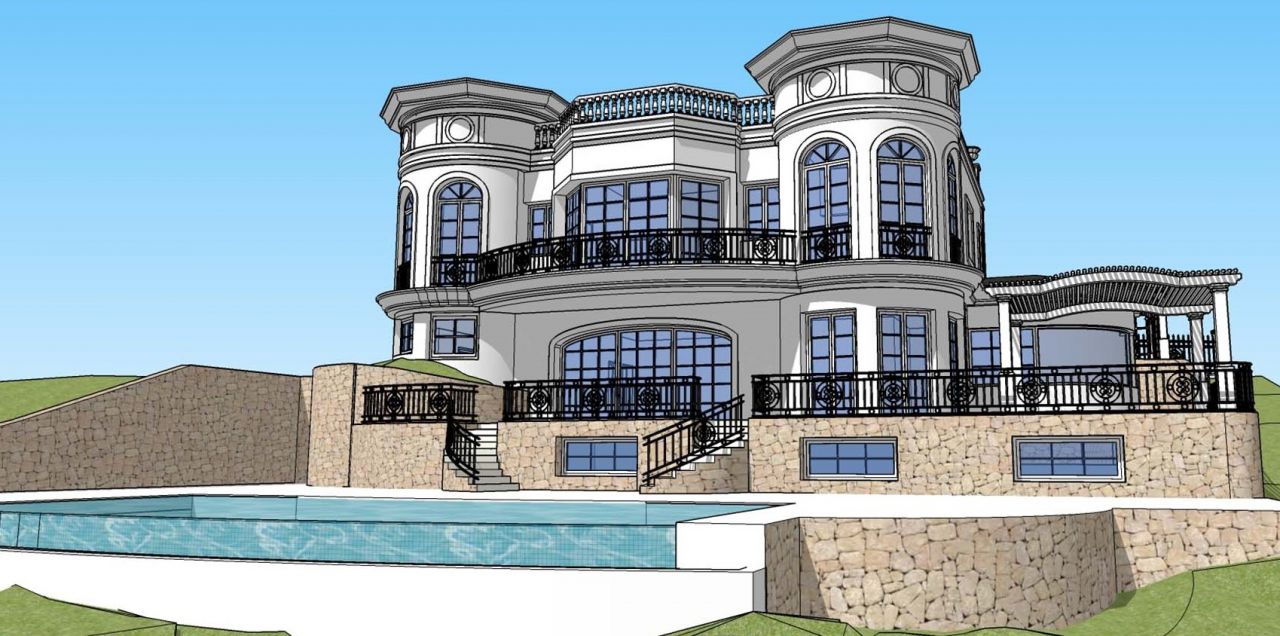 Plot with a Project of a  Modern style Villa in Los Flamingos