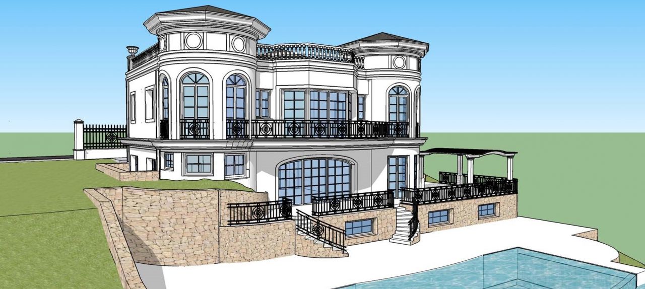 Plot with a Project of a  Modern style Villa in Los Flamingos